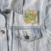 Kaart Noord-Amerika van Worcester Vierkante Button 5,1 Cm (In situ)