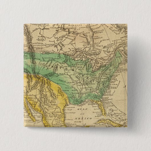 Kaart Noord-Amerika van Worcester Vierkante Button 5,1 Cm (Voorkant)
