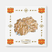 Kaart Noord-Macedonië + Flagnet Magnet