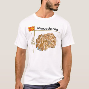 Kaart Noord-Macedonië + vlag + titel T-shirt
