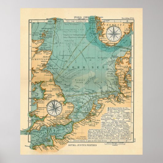  kaart noord-Zee Viking & Norse Routes (1906) Poster (Voorkant)