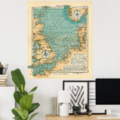  kaart noord-Zee Viking & Norse Routes (1906) Poster (Thuiskantoor)