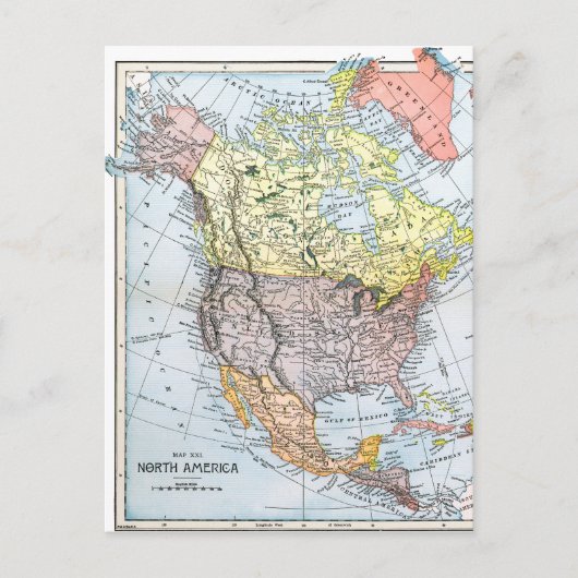 KAART: NOORDAMERIKA, 1890 BRIEFKAART (Voorkant)