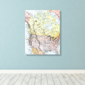 KAART: NOORDAMERIKA, 1890 CANVAS AFDRUK (Insitu (Houten vloer))