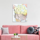 KAART: NOORDAMERIKA, 1890 CANVAS AFDRUK (Insitu (Woonkamer))