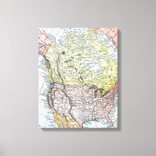 KAART: NOORDAMERIKA, 1890 CANVAS AFDRUK (Voorkant)