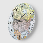 KAART: NOORDAMERIKA, 1890 GROTE KLOK (Hoek)