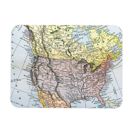 KAART: NOORDAMERIKA, 1890 MAGNEET (Horizontaal)