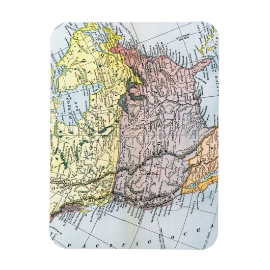 KAART: NOORDAMERIKA, 1890 MAGNEET (Verticaal)