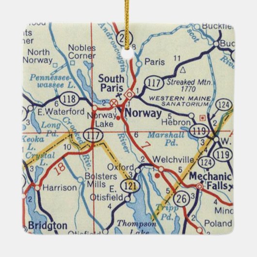 kaart Noorwegen Maine Keramisch Ornament (Achterkant)