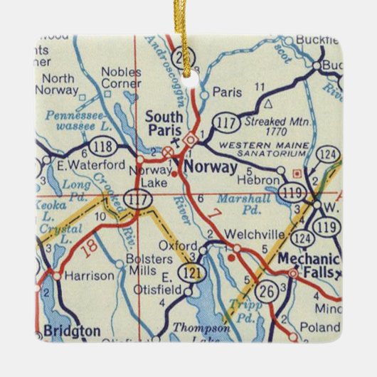  kaart Noorwegen Maine Keramisch Ornament (Voorkant)