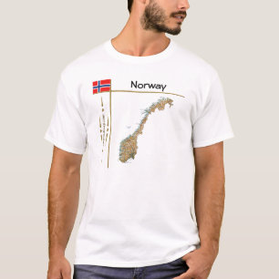Kaart Noorwegen + vlag + titel T-shirt