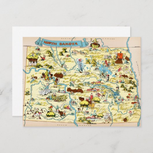 kaart North Dakota Funny (Voorkant / Achterkant)