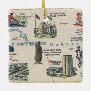  kaart North Dakota Keramisch Ornament