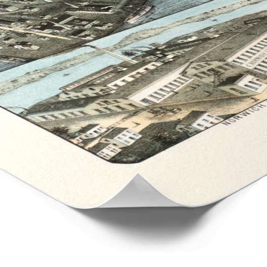 Kaart Norwich, CT vanaf 1876 Poster (Hoek)