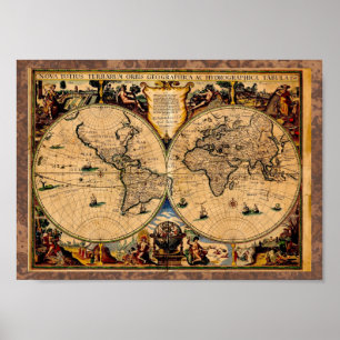  kaart Nova totius terrarum 1625 Poster