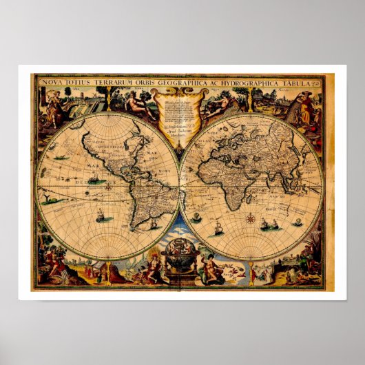  kaart Nova totius terrarum 1625 Poster (Voorkant)
