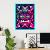 Kaart nr. 37: Stilte met dahlias en maan Poster (Thuiskantoor)