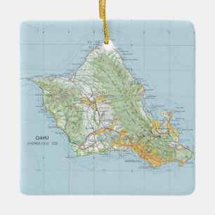 kaart Oahu Keramisch Ornament