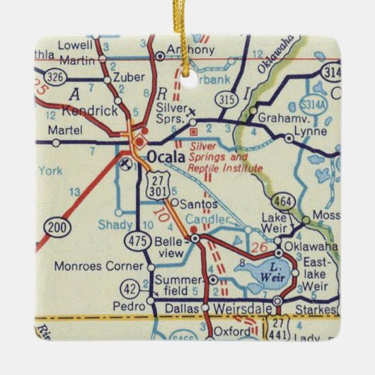  kaart Ocala FL Keramisch Ornament (Voorkant)