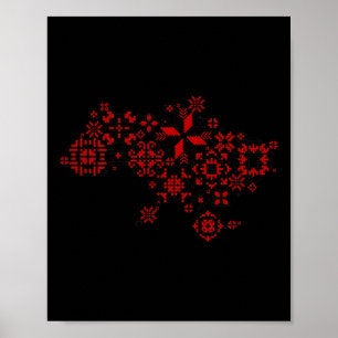 Kaart Oekraïne - Draadborduurwerk - Oekraïense Bor Poster