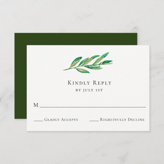Kaart Olive Branch Wedding RSVP (Voorkant / Achterkant)