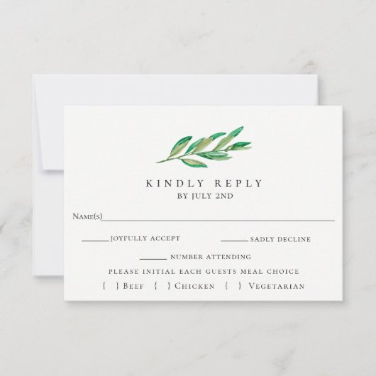Kaart Olive Branch Wedding RSVP (Voorkant)
