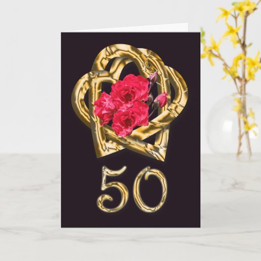 Kaart om gouden bruiloft te feliciteren (Gele Bloem)