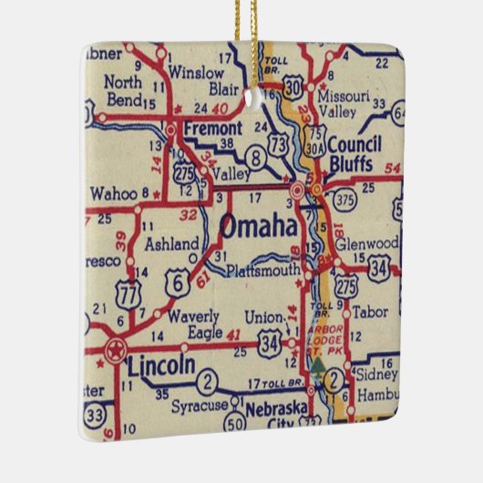  kaart Omaha NE Keramisch Ornament (Rechts)