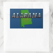 Kaart Omtrek en Afbeelding Tekst van Alabama Rechthoekige Sticker (Tas)