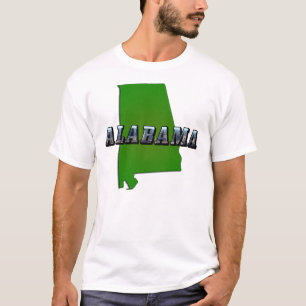 Kaart Omtrek en Afbeelding Tekst van Alabama T-shirt