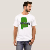 Kaart Omtrek en Afbeelding Tekst van Alabama T-shirt (Voorkant volledig)