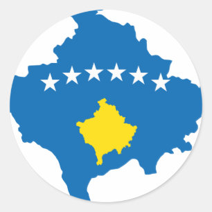 Kaart onder de vlag van Kosovo Ronde Sticker
