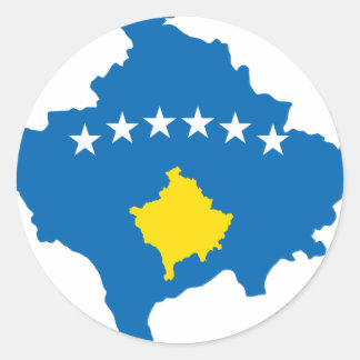 Kaart onder de vlag van Kosovo Ronde Sticker