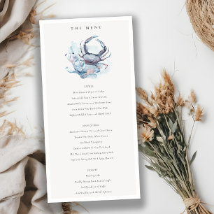 Kaart Onderwater Crab Coral Nautical Wedding Menu