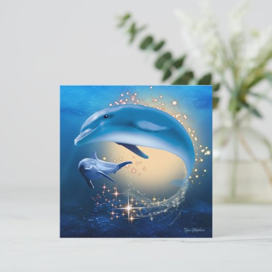 Kaart onderwater Sparkle Ocean Fantasy Dolphins (Staand voorkant)