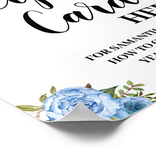 Kaart ontvangen hier Vrijgezellenfeest Blauwe Flor Poster (Hoek)