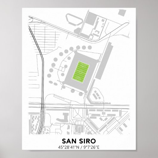 Kaart-ontwerp San Siro Poster (Voorkant)