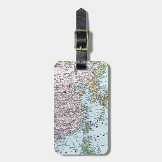 KAART: OOST-AZIË, 1907 BAGAGELABEL (Voorkant verticaal)