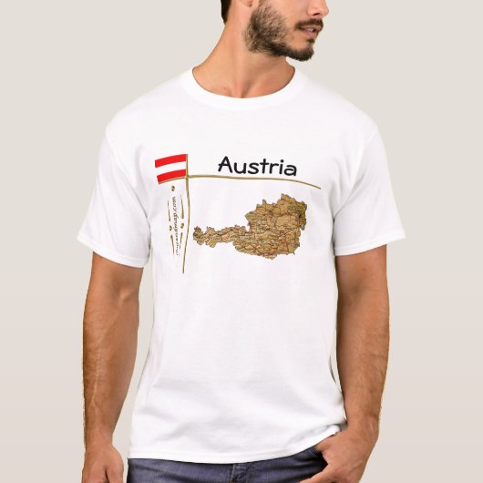 Kaart Oostenrijk + vlag + titel T-shirt (Voorkant)