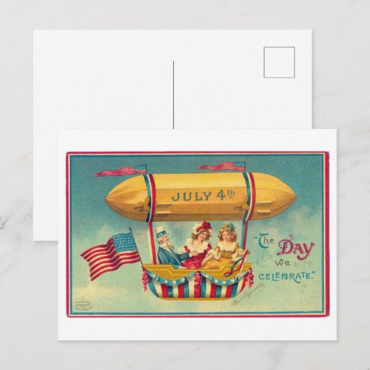 Kaart op 4 juli voor Onafhankelijkheidsdag (Voorkant / Achterkant)