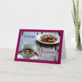 Kaart op dag van grootouders met thee en kruimels (Voorkant)