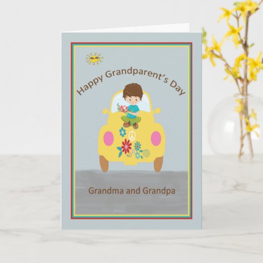 Kaart op de dag van grootouders van kleinzoon (Gele Bloem)