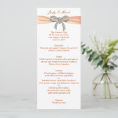 Kaart Oranje Diamond Bow Wedding Menu (Staand voorkant)