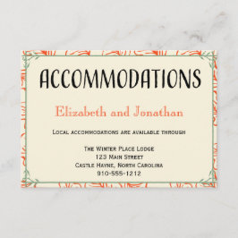 Kaart Oranje en Blauwgroen Rustic Wedding Accommod