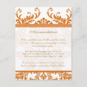 Kaart Oranje en Ivory Damask Wedding Insert (Voorkant)