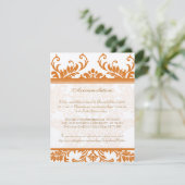 Kaart Oranje en Ivory Damask Wedding Insert (Staand voorkant)