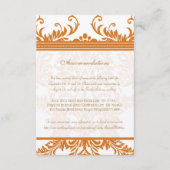 Kaart Oranje en Ivory Damask Wedding Insert (Voorkant)