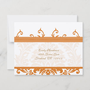 Kaart Oranje en Ivory Damask Wedding Insert