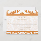 Kaart Oranje en Ivory Damask Wedding Insert (Achterkant)